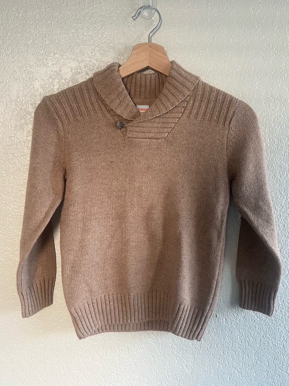 NWT Gymboree Holiday Shine Boys Shawl Collar Tan Sweater Size Small 5-6 Fall